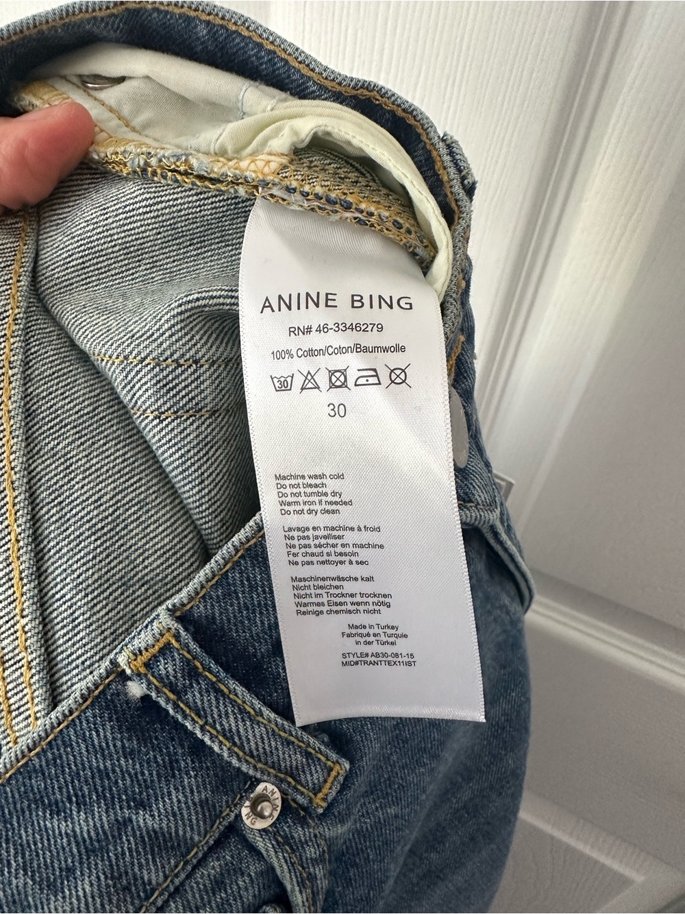 Anine Bing Hugh Navy Raw Hem Jeans size 30 - Picture 5 of 7